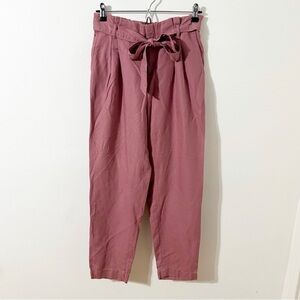 Ann Taylor LOFT Self Tie Waist Paper Bag Silhouette Casual Pants Dusty Rose 🩷🌹